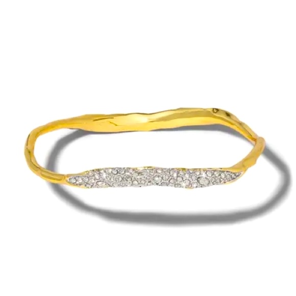Alexis Bittar Solanales Gold Crystal Skinny Bangle Bracelet